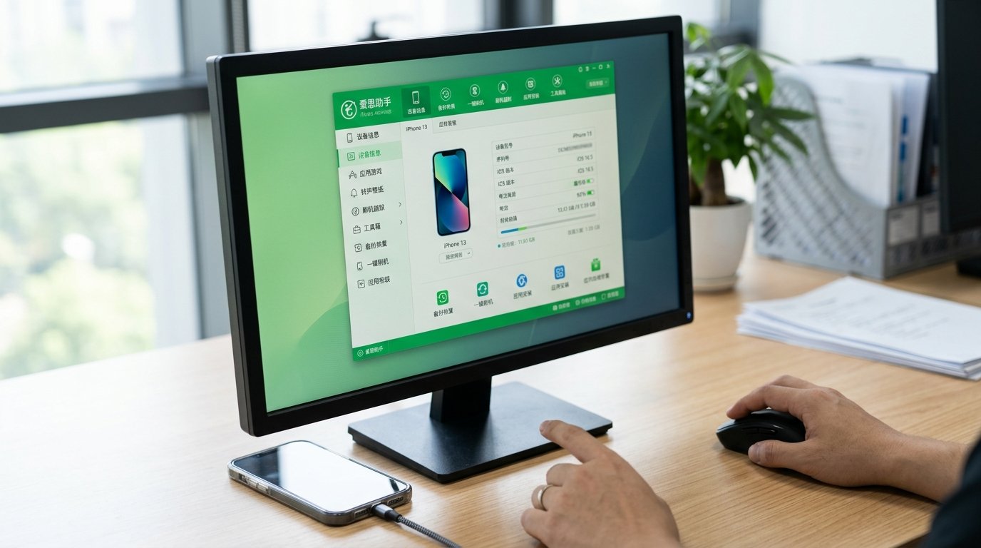 爱思助手下载后电脑端界面与支持的苹果设备型号